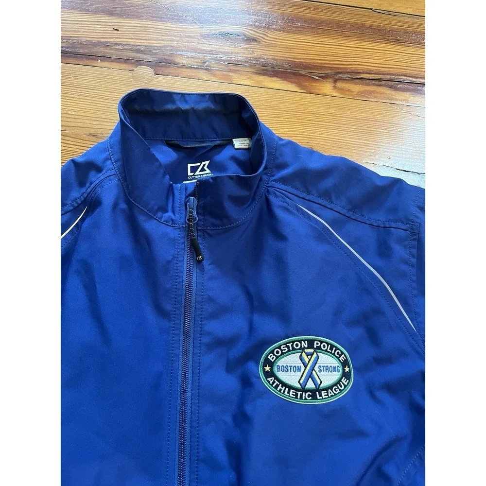 Boston Strong Police Athletic League Windbreaker‎ jacket Men M, Cutter Buck Blue